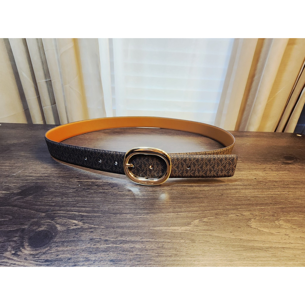 Michael Kors Women's Reversible Leather Logo Belt Sz XL Dark and Cognac Brown - Picture 5 of 16